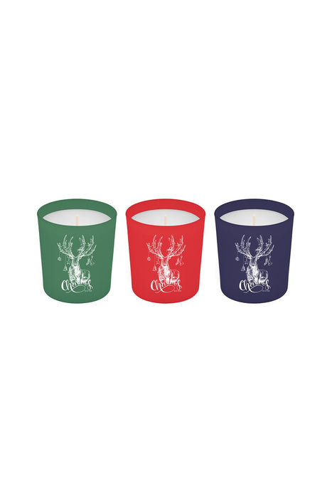 Selka Home 3'lü Christmas Geyik Tasarım Cam Kokulu Candle Mum 110 gr - Selka Home | Şık tasarımlar akıllı çözümler