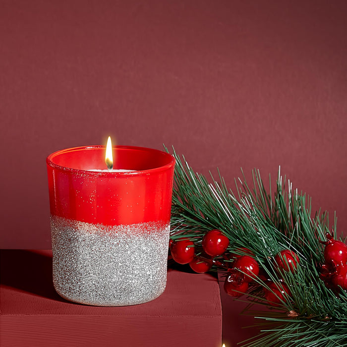 Selka Home 3'lü Christmas Simli Tasarım Cam Bardak Kokulu Candle Mum 110 gr - Selka Home | Şık tasarımlar akıllı çözümler