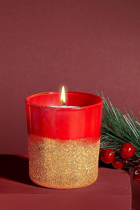 Selka Home 3'lü Christmas Simli Tasarım Cam Bardak Kokulu Candle Mum 110 gr - Selka Home | Şık tasarımlar akıllı çözümler