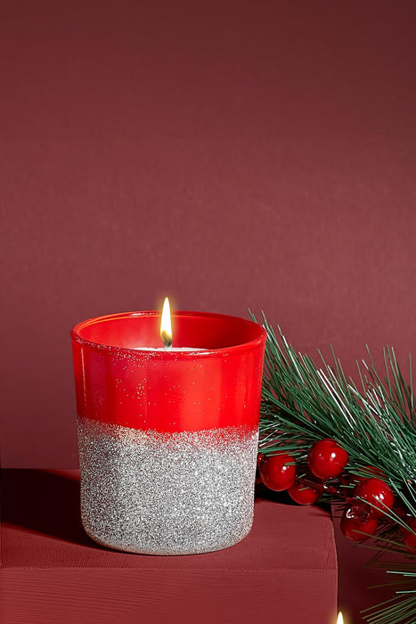 Selka Home 3'lü Christmas Simli Tasarım Cam Bardak Kokulu Candle Mum 110 gr - Selka Home | Şık tasarımlar akıllı çözümler