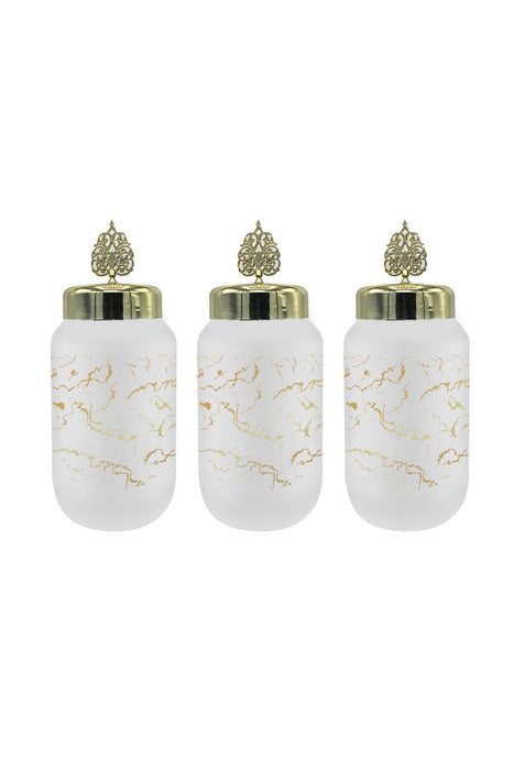 Selka Home 3'lü Kulplu Kapaklı Beyaz Mermer Desen Kavanoz 1500 ML - Selka Home | Şık tasarımlar akıllı çözümler