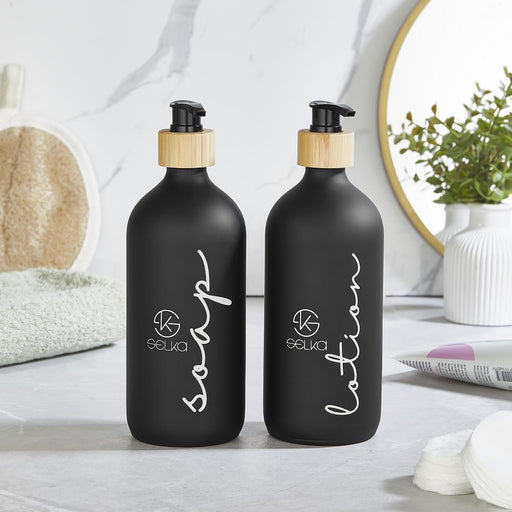 Selka Home 500 ML. Cam Sıvı Sabun ve Losyon Seti 2'li - Selka Home | Şık tasarımlar akıllı çözümler