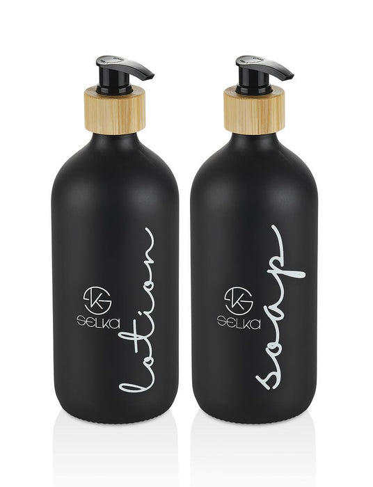 Selka Home 500 ML. Cam Sıvı Sabun ve Losyon Seti 2'li - Selka Home | Şık tasarımlar akıllı çözümler