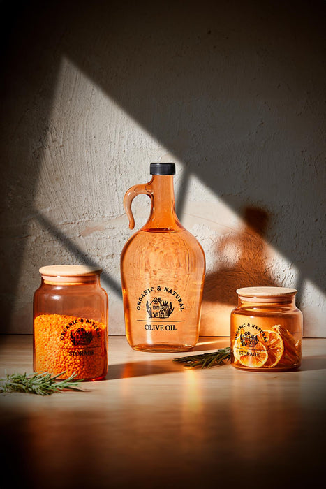 Selka Home - Mary 1500 ML Desenli Cam Galon Yağdanlık - Selka Home | Şık tasarımlar akıllı çözümler