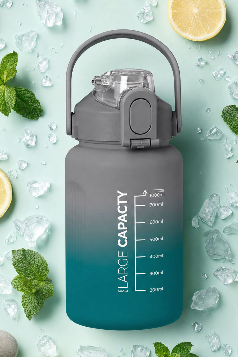 Selka Home - Briella 1000 ML Gri Yeşil Pipetli Motivasyon Matara