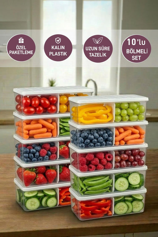 10 Adet 2 Lt. Nora Bölmeli Organizer Buzdolabı Buzluk Düzenleyici Saklama Kabı - Selka Home | Şık tasarımlar akıllı çözümler