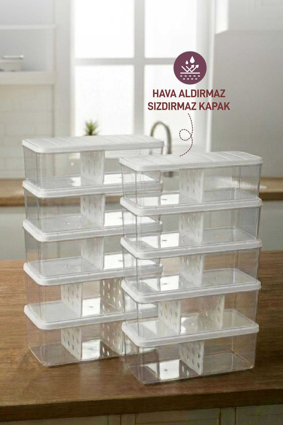 10 Adet 2 Lt. Nora Bölmeli Organizer Buzdolabı Buzluk Düzenleyici