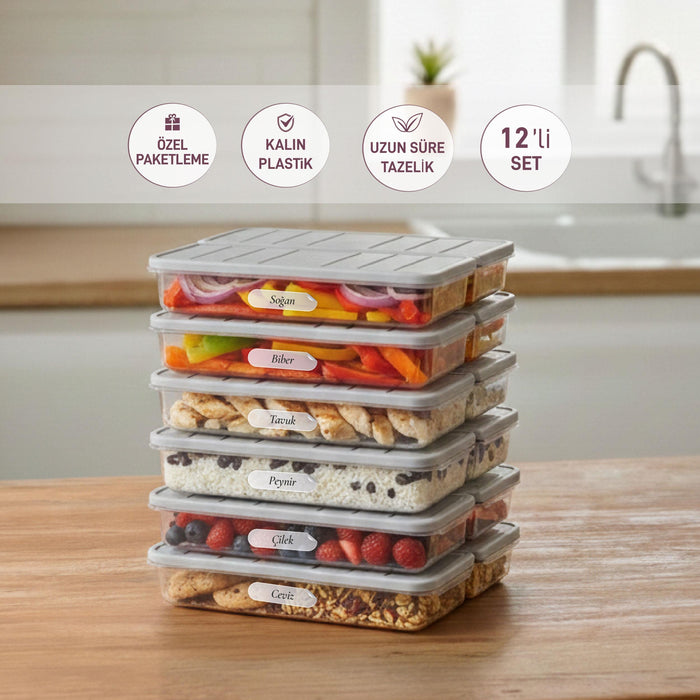 12 Adet 1 Lt. Nora Organizer Buzdolabı Buzluk Düzenleyici Saklama Kabı - Selka Home | Şık tasarımlar akıllı çözümler