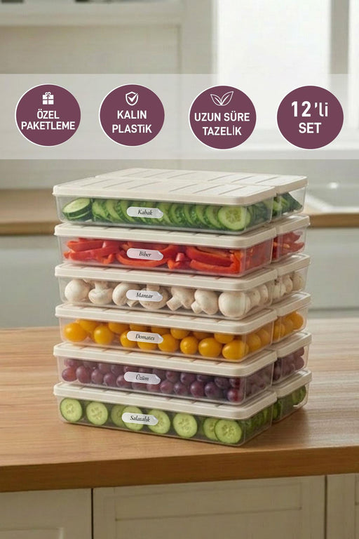 12 Adet 1 Lt. Nora Organizer Buzdolabı Buzluk Düzenleyici Saklama Kabı - Selka Home | Şık tasarımlar akıllı çözümler