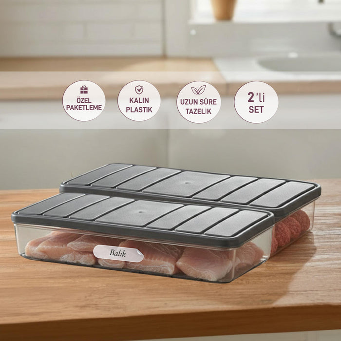 2 Adet 1 Lt. Nora Organizer Buzdolabı Buzluk Düzenleyici Saklama Kabı - Selka Home | Şık tasarımlar akıllı çözümler