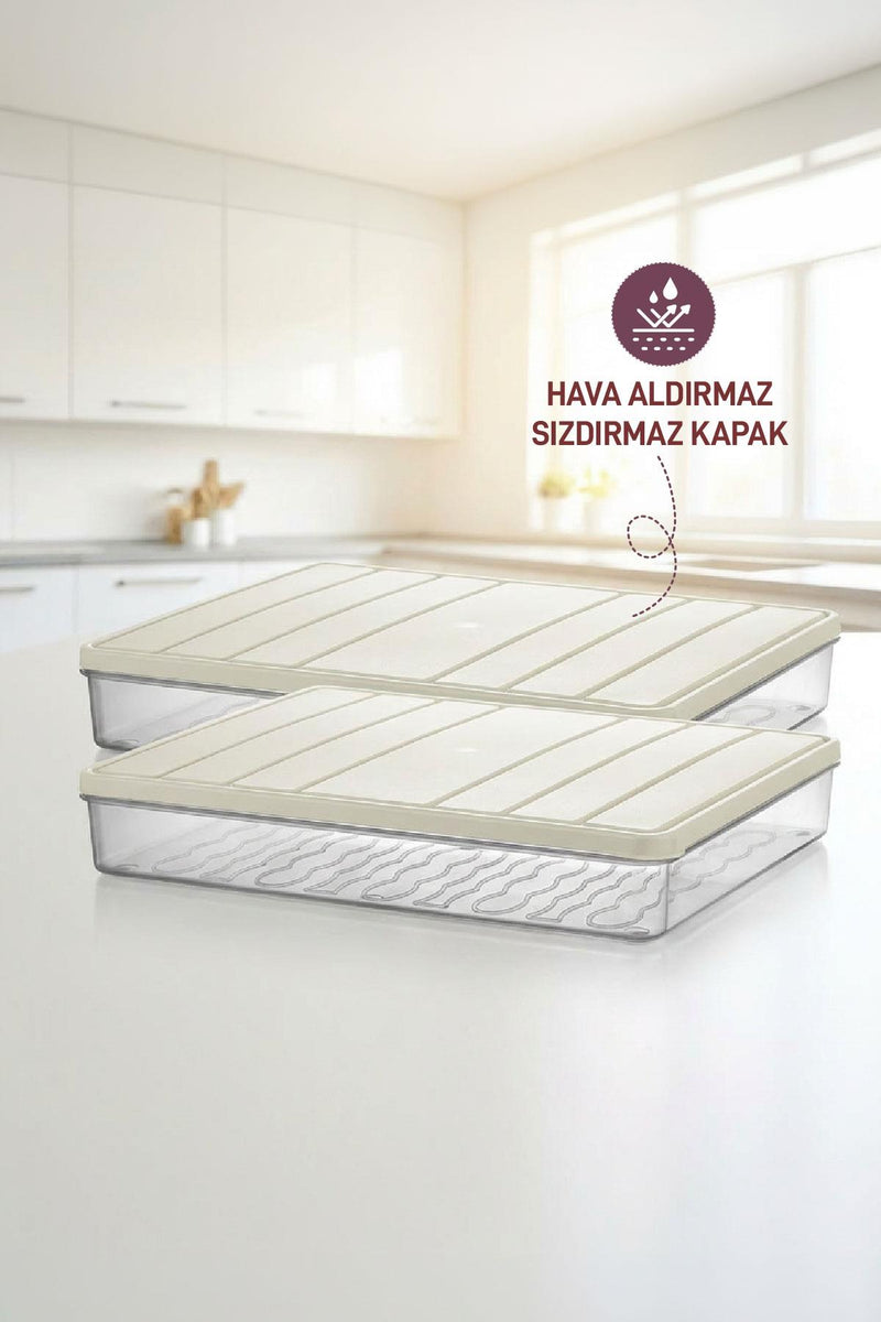 2 Adet 2,25 Lt. Nora Organizer Buzdolabı Buzluk Düzenleyici Saklama Kabı