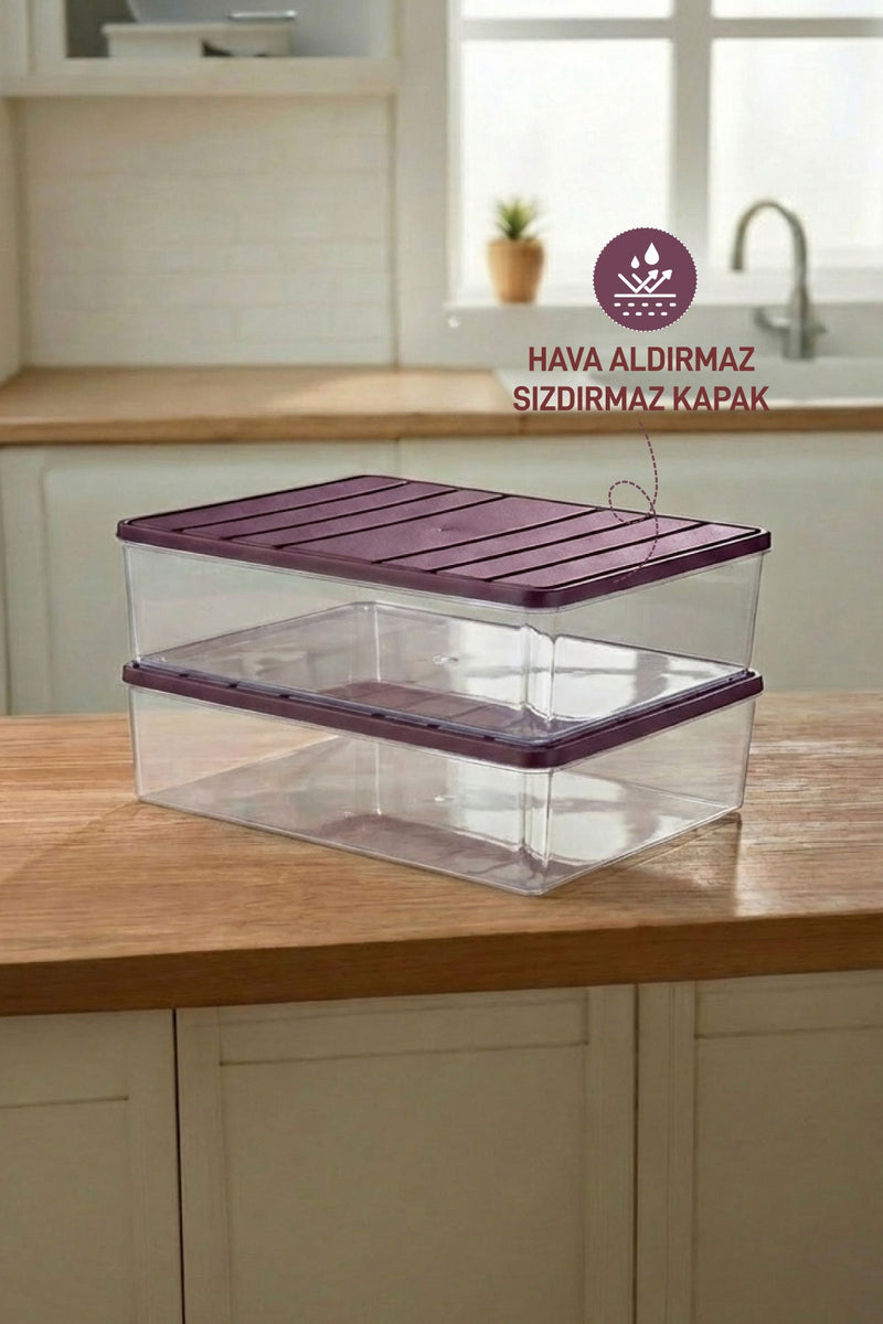 2 Adet 4 Lt. Nora Organizer Buzdolabı Buzluk Düzenleyici Saklama Kabı