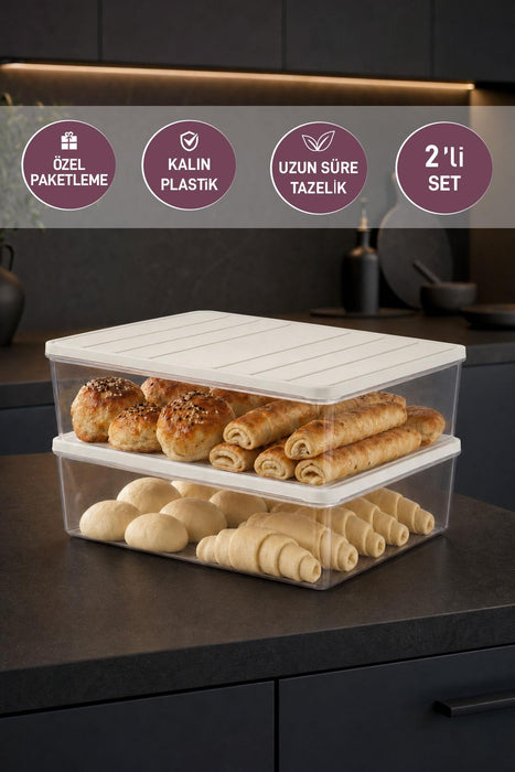 2 Adet 4 Lt. Nora Organizer Buzdolabı Buzluk Düzenleyici Saklama Kabı