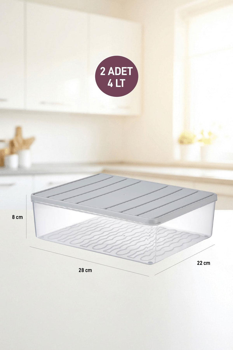 2 Adet 4 Lt. Nora Organizer Buzdolabı Buzluk Düzenleyici Saklama Kabı