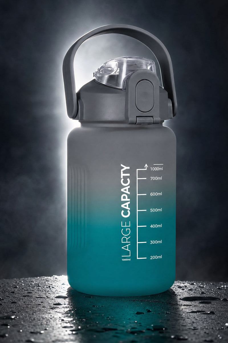 Selka Home - Briella 1000 ML Gri Yeşil Pipetli Motivasyon Matara