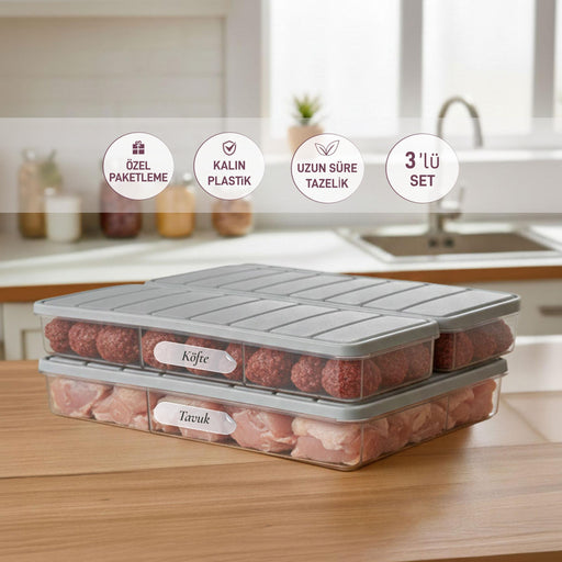 3'lü Set ( 1 Adet 2,25 2 Adet 1 Lt. ) Nora Organizer Buzdolabı Buzluk Düzenleyici Saklama Kabı - Selka Home | Şık tasarımlar akıllı çözümler