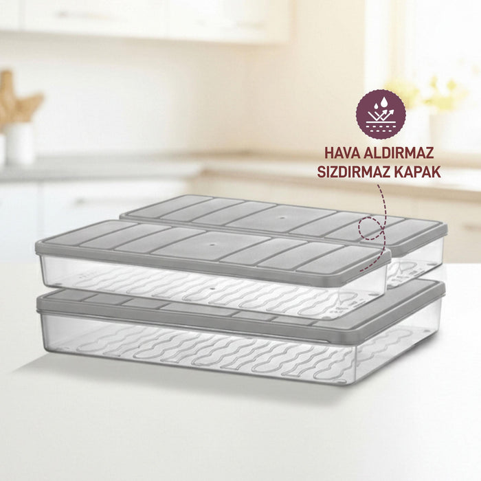 3'lü Set ( 1 Adet 2,25 2 Adet 1 Lt. ) Nora Organizer Buzdolabı Buzluk Düzenleyici Saklama Kabı - Selka Home | Şık tasarımlar akıllı çözümler