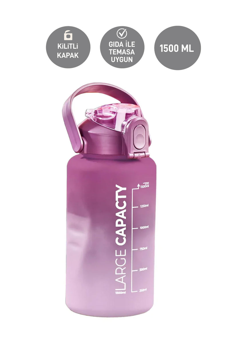 Selka Home - Briella 1500 ML Mor Lila Pipetli Motivasyon Matara