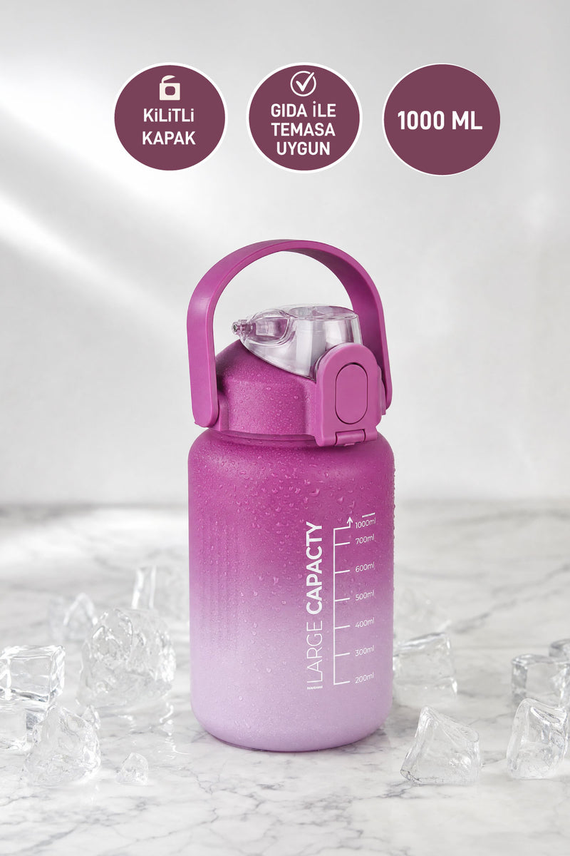 Selka Home - Briella 1000 ML Mor Lila Pipetli Motivasyon Matara