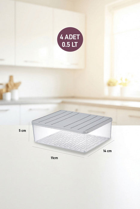 4 Adet 0.5 Lt. Nora Organizer Buzdolabı Buzluk Düzenleyici Saklama Kabı - Selka Home | Şık tasarımlar akıllı çözümler