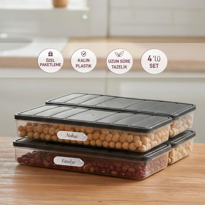 4 Adet 1 Lt. Nora Organizer Buzdolabı Buzluk Düzenleyici Saklama Kabı - Selka Home | Şık tasarımlar akıllı çözümler