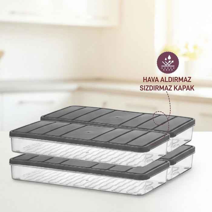 4 Adet 1 Lt. Nora Organizer Buzdolabı Buzluk Düzenleyici Saklama Kabı - Selka Home | Şık tasarımlar akıllı çözümler