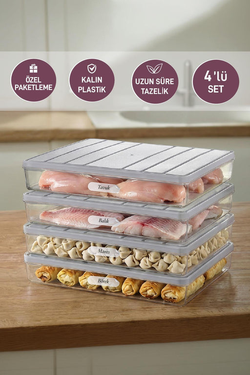 4 Adet 2,25 Lt. Nora Organizer Buzdolabı Buzluk Düzenleyici Saklama Kabı - Selka Home | Şık tasarımlar akıllı çözümler