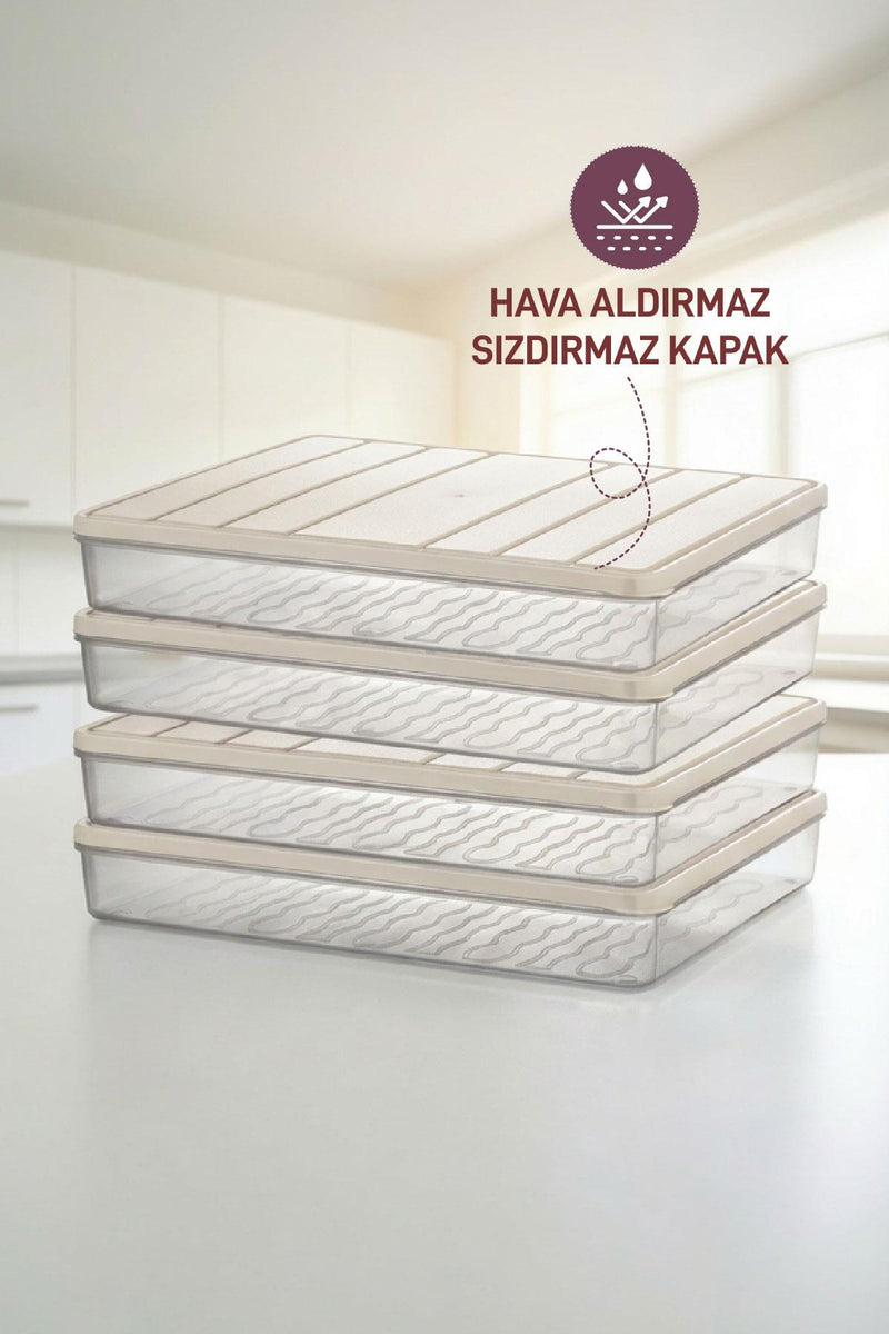 4 Adet 2,25 Lt. Nora Organizer Buzdolabı Buzluk Düzenleyici Saklama Kabı