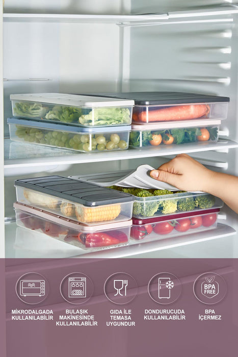 4 Adet 2,25 Lt. Nora Organizer Buzdolabı Buzluk Düzenleyici Saklama Kabı - Selka Home | Şık tasarımlar akıllı çözümler