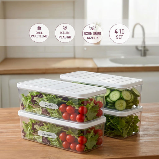 4 Adet 2 Lt. Nora Organizer Buzdolabı Buzluk Düzenleyici Saklama Kabı - Selka Home | Şık tasarımlar akıllı çözümler