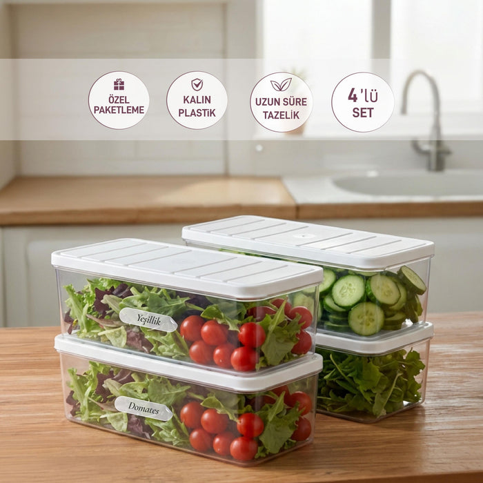 4 Adet 2 Lt. Nora Organizer Buzdolabı Buzluk Düzenleyici Saklama Kabı - Selka Home | Şık tasarımlar akıllı çözümler