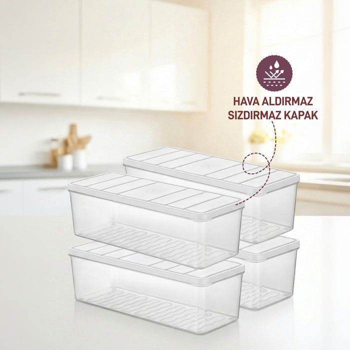4 Adet 2 Lt. Nora Organizer Buzdolabı Buzluk Düzenleyici Saklama Kabı - Selka Home | Şık tasarımlar akıllı çözümler