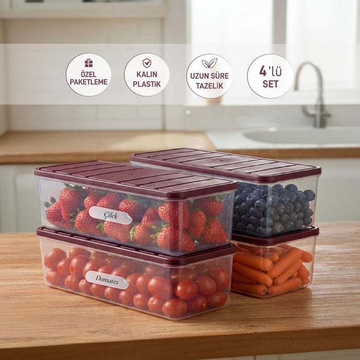 4 Adet 2 Lt. Nora Organizer Buzdolabı Buzluk Düzenleyici Saklama Kabı - Selka Home | Şık tasarımlar akıllı çözümler