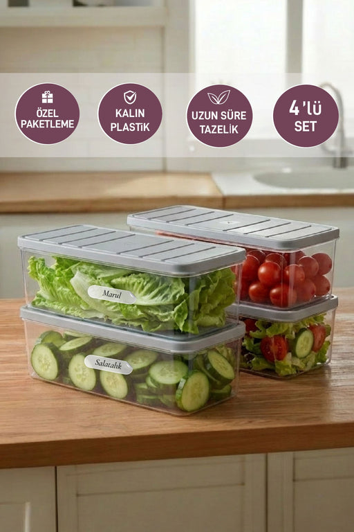 4 Adet 2 Lt. Nora Organizer Buzdolabı Buzluk Düzenleyici Saklama Kabı - Selka Home | Şık tasarımlar akıllı çözümler
