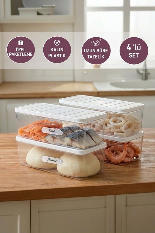 4 Adet 2 Lt. Nora Organizer Buzdolabı Buzluk Düzenleyici Saklama Kabı - Selka Home | Şık tasarımlar akıllı çözümler