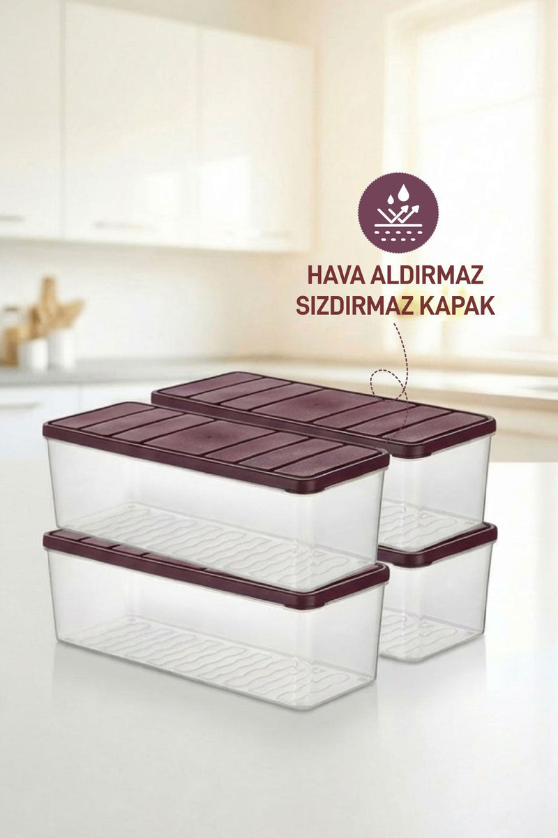 4 Adet 2 Lt. Nora Organizer Buzdolabı Buzluk Düzenleyici Saklama Kabı