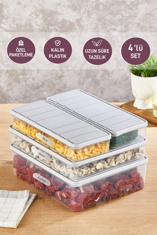 4'lü Set Nora Organizer Buzdolabı Buzluk Düzenleyici Saklama Kabı( 1 Ad. 4 Lt. 1 Ad. 2,25 Lt. 2 Ad. 1 Lt. ) - Selka Home | Şık tasarımlar akıllı çözümler