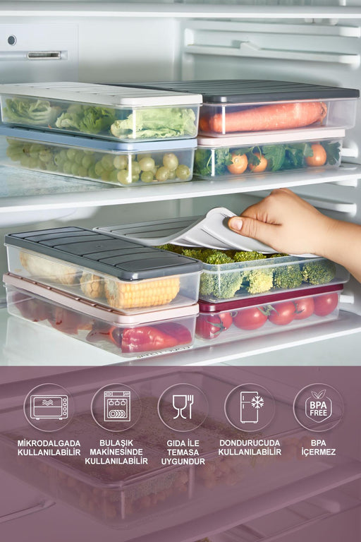 4'lü Set Nora Organizer Buzdolabı Buzluk Düzenleyici Saklama Kabı( 1 Ad. 4 Lt. 1 Ad. 2,25 Lt. 2 Ad. 1 Lt. ) - Selka Home | Şık tasarımlar akıllı çözümler