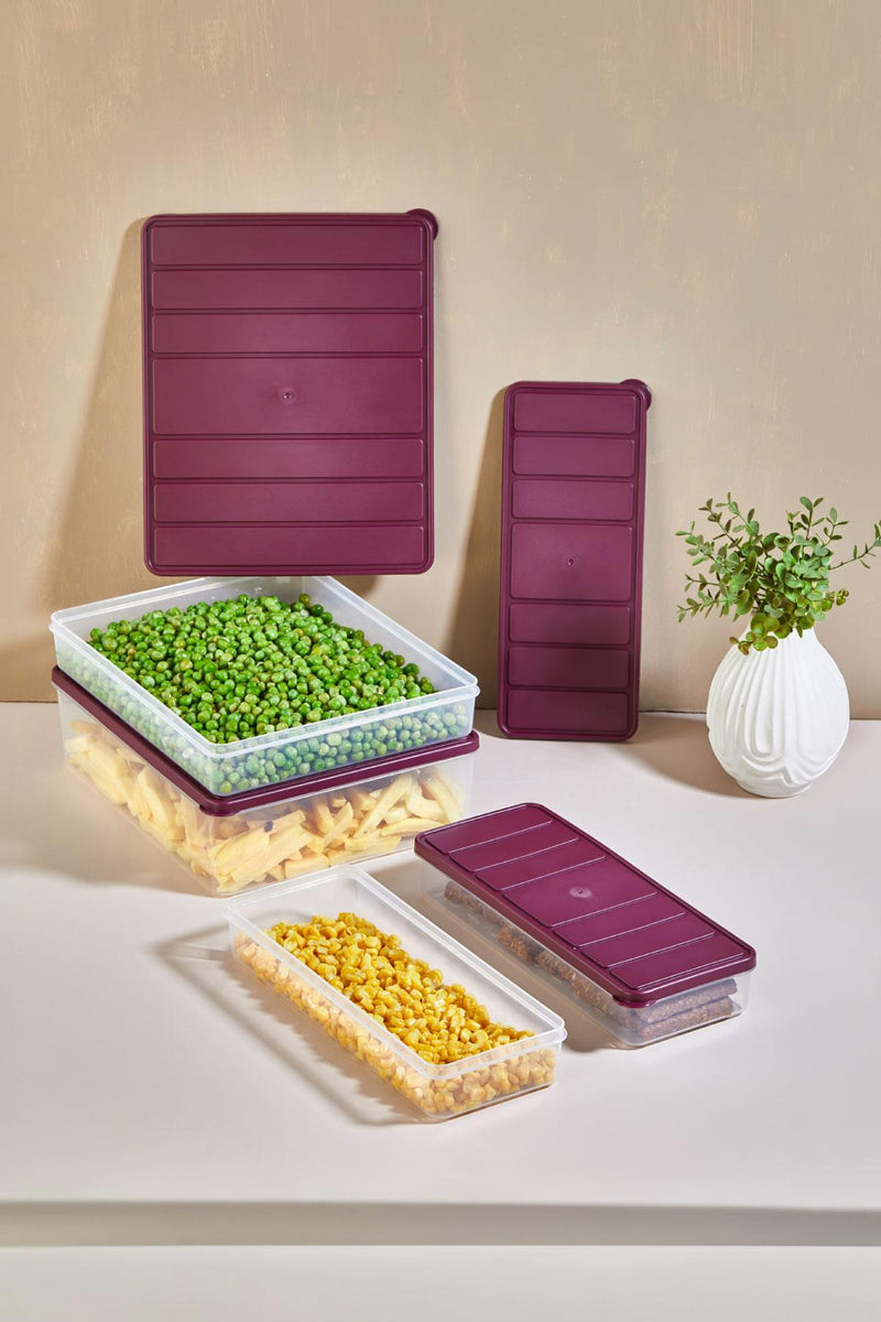 4'lü Set Nora Organizer Buzdolabı Buzluk Düzenleyici Saklama Kabı( 1 Ad. 4 Lt. 1 Ad. 2,25 Lt. 2 Ad. 1 Lt. )