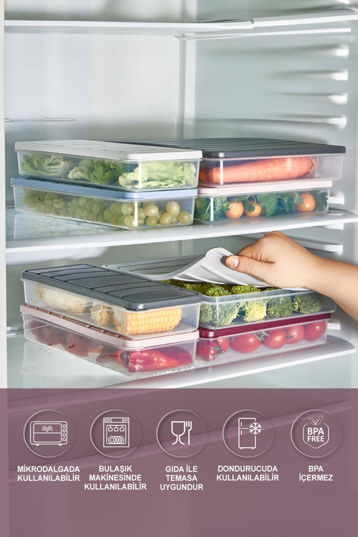 6 Adet 2,5 Lt. Nora Organizer Buzdolabı Buzluk Düzenleyici Saklama Kabı - Selka Home | Şık tasarımlar akıllı çözümler