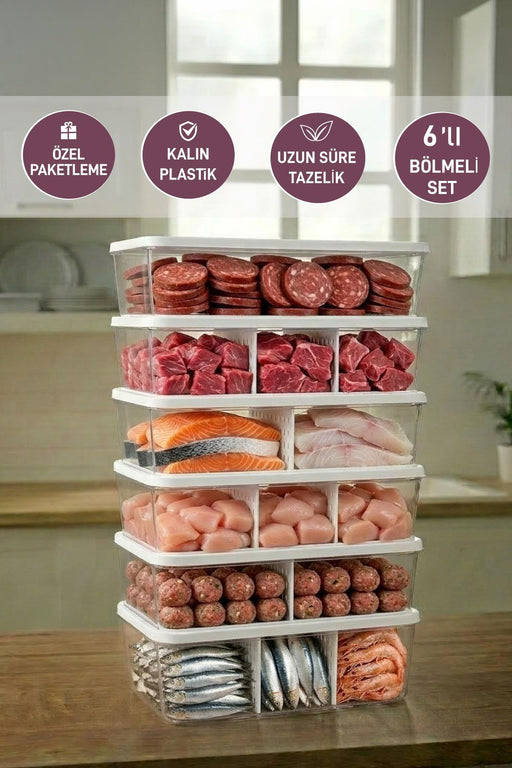 6 Adet 2 Lt. Nora Bölmeli Organizer Buzdolabı Buzluk Düzenleyici Saklama Kabı - Selka Home | Şık tasarımlar akıllı çözümler