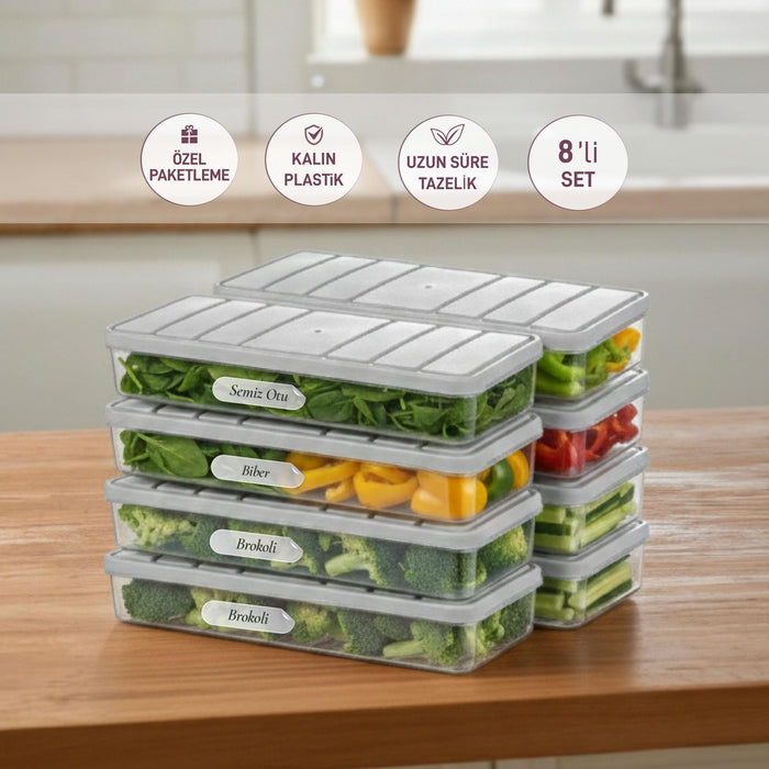 8 Adet 1 Lt. Nora Organizer Buzdolabı Buzluk Düzenleyici Saklama Kabı - Selka Home | Şık tasarımlar akıllı çözümler