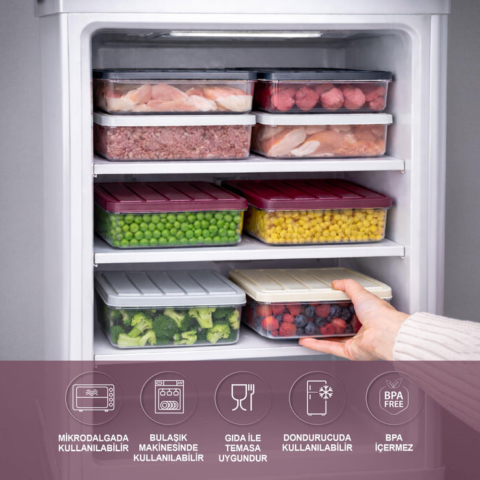 8 Adet 1 Lt. Nora Organizer Buzdolabı Buzluk Düzenleyici Saklama Kabı - Selka Home | Şık tasarımlar akıllı çözümler