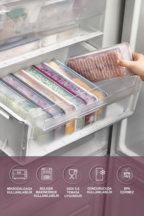 8 Adet 1 Lt. Nora Organizer Buzdolabı Buzluk Düzenleyici Saklama Kabı - Selka Home | Şık tasarımlar akıllı çözümler