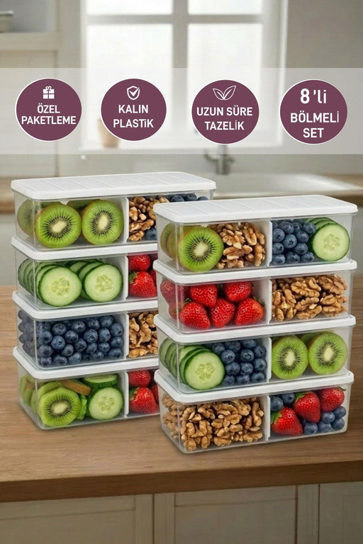 8 Adet 2 Lt. Nora Bölmeli Organizer Buzdolabı Buzluk Düzenleyici Saklama Kabı - Selka Home | Şık tasarımlar akıllı çözümler