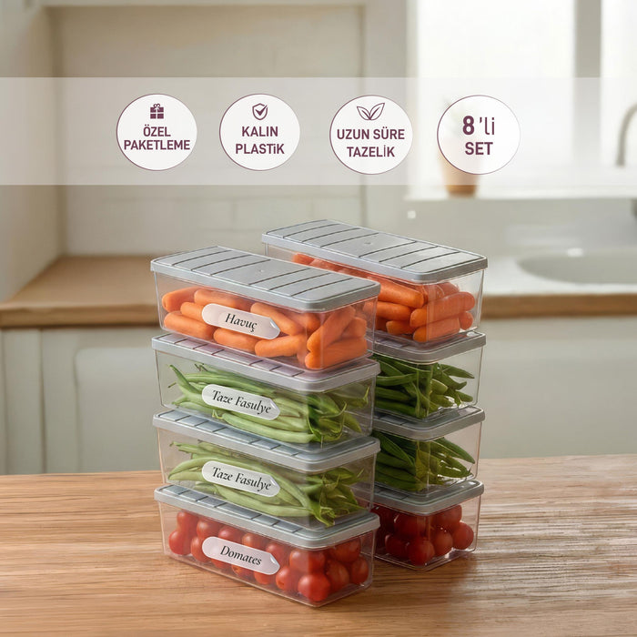 8 Adet 2 Lt. Nora Organizer Buzdolabı Buzluk Düzenleyici Saklama Kabı - Selka Home | Şık tasarımlar akıllı çözümler