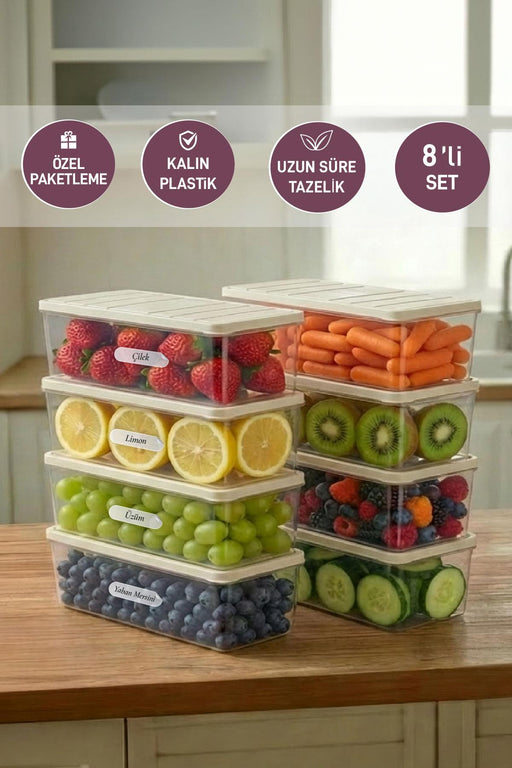 8 Adet 2 Lt. Nora Organizer Buzdolabı Buzluk Düzenleyici Saklama Kabı - Selka Home | Şık tasarımlar akıllı çözümler