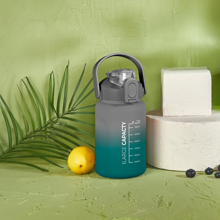 Selka Home - Briella 1000 ML Gri Yeşil Pipetli Motivasyon Matara - Selka Home | Şık tasarımlar akıllı çözümler