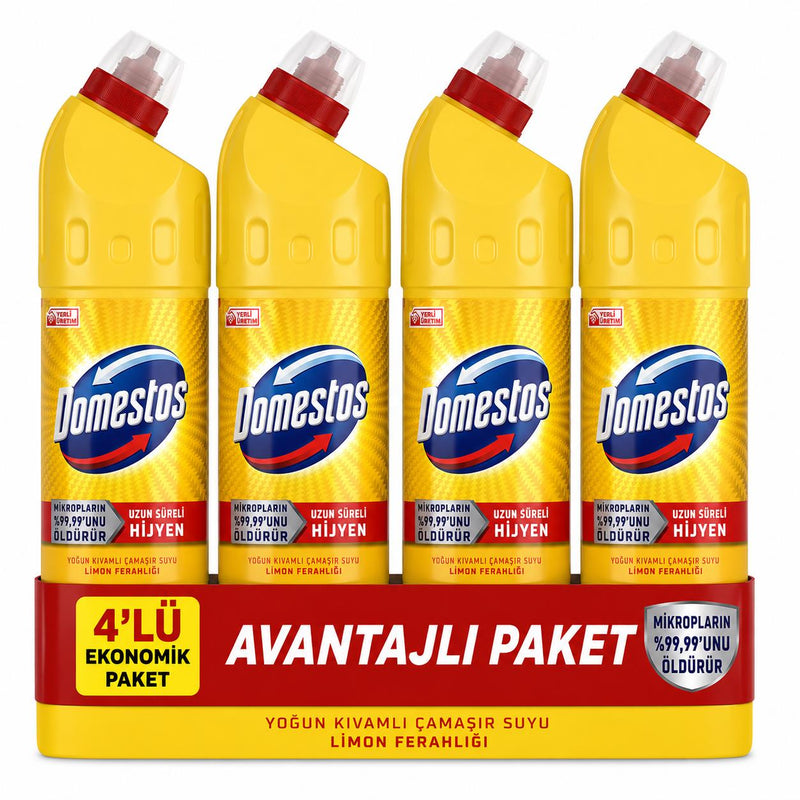Domestos Limon Ferahlığı Yoğun Kıvamlı Çamaşır Suyu 750 ml x 4'lü Ekonomik Paket