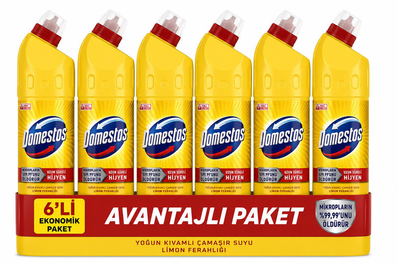 Domestos Limon Ferahlığı Yoğun Kıvamlı Çamaşır Suyu 750 ml x 6'lı Ekonomik Paket